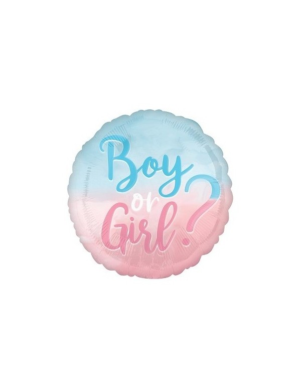 Palloncino Metalfoil Tondo Baby Shower Boy Or Girl 18" 46cm