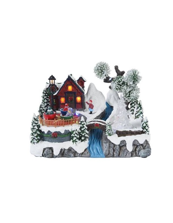 Carillon Christmas Village Carousel On The Lake With LEDs And Movement