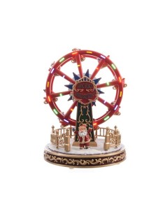 Carillon Ruota Panoramica Natalizia LED Con Babbo Natale 21x21x26.4cm