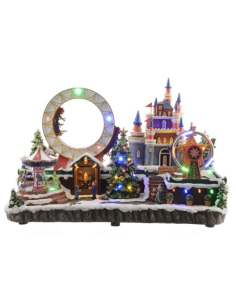LED Christmas Village Music Box With Mov