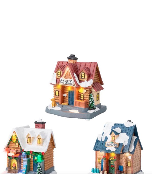 Carillon Villaggio Di Natale Negozi Scenario Natalizio 13cm Assortito
