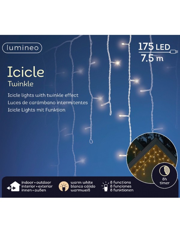 Tenda Di Luci Icicle Twinkle 175 LED Luce Calda 750cm