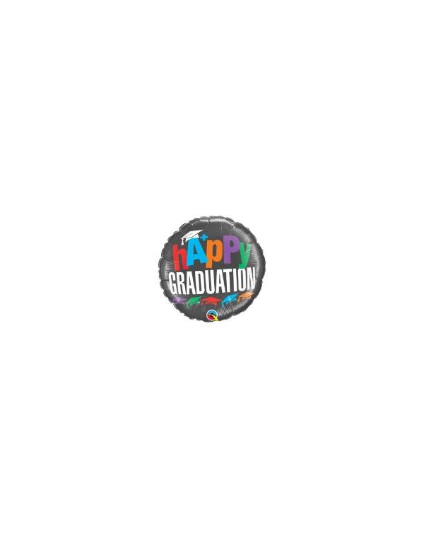 Palloncino Metalfoil Happy Graduation Nero 18" 46cm