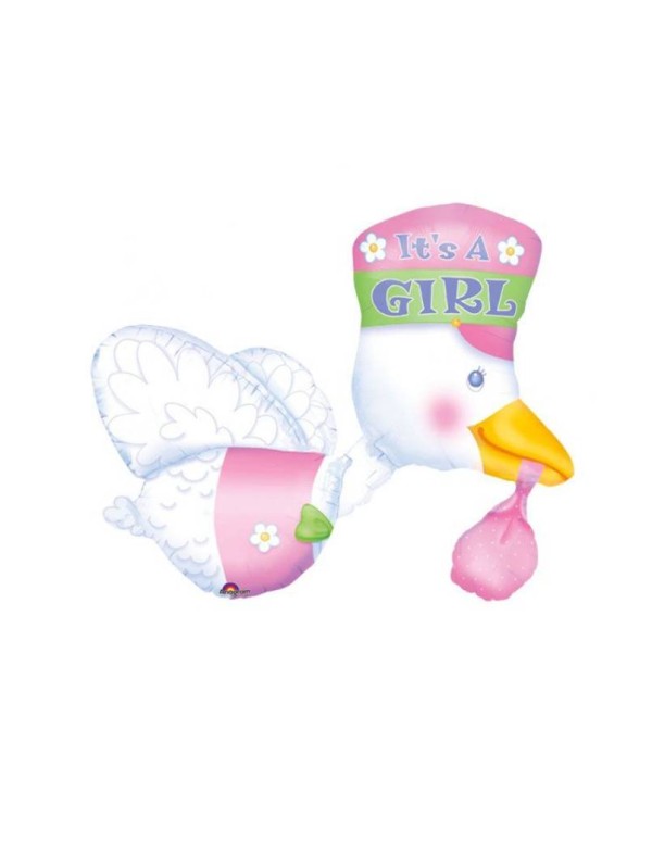 Palloncino Mylar Cicogna "It's a Girl" 32" 81cm