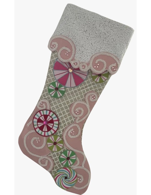 Calza Befana Epifania Rosa In Tessuto...