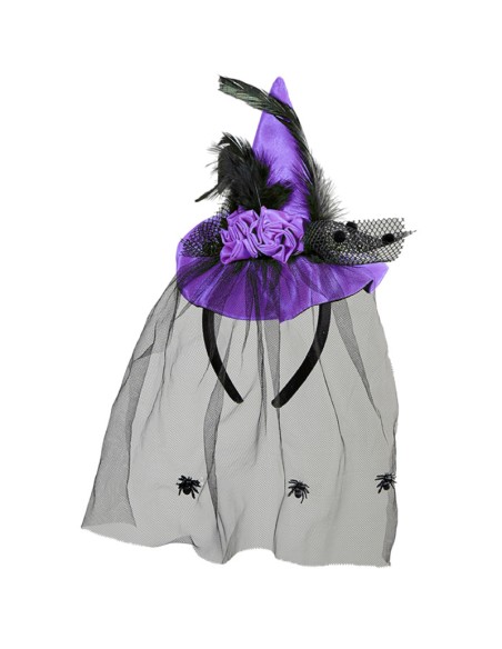 Mini Cappello Da Strega Viola Con Tulle