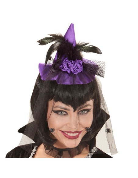 Mini Cappello Da Strega Viola Con Tulle