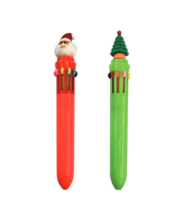 Penna A Scatto Multicolor Natalizia Babbo Natale O Albero Assortita