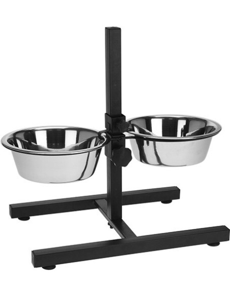 Set 2 Ciotole Cane In Acciaio Con Supporto Regolabile 1,8 Litri