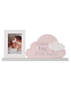 Cornice Con Targa Dream big Little Lady Rosa 37cm Bambino