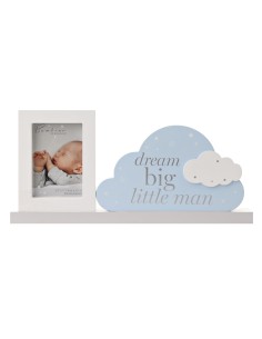 Cornice Con Targa Dream Big Little Boy Blu 37cm Bambino