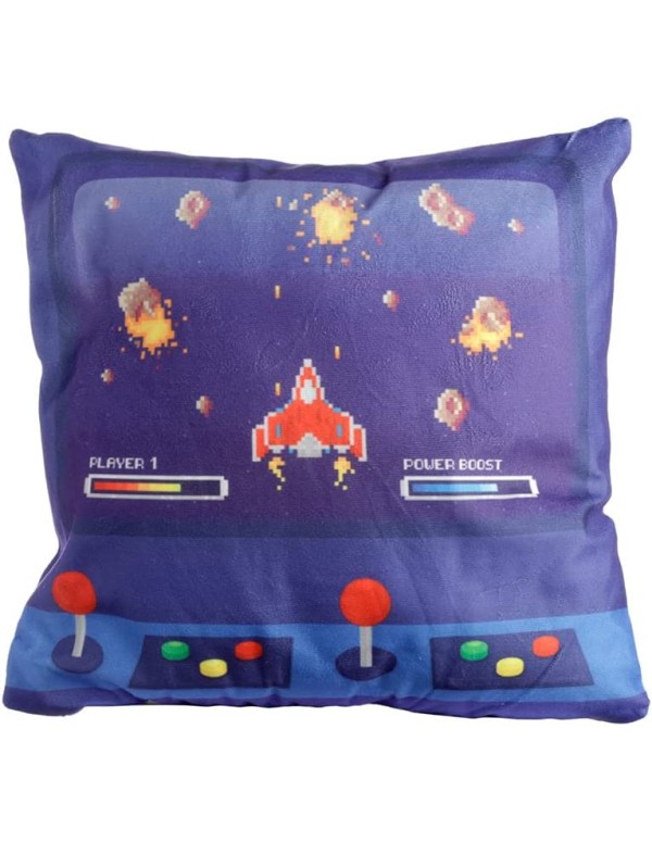 Cuscino Con Decorazione Game Over LED Bianco E Blu Puckator