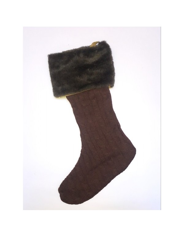Calza Befana Epifania Marrone In Lana