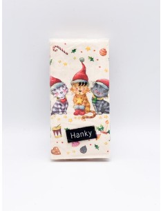 Christmas Paper Hankies With Cats 10PCS
