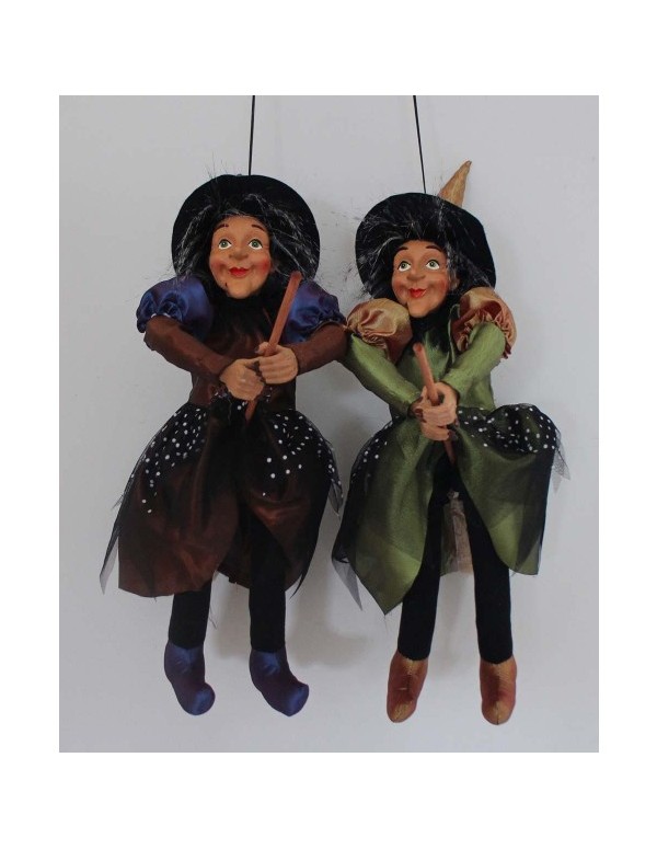 Addobbo Natale Befana Volante Con Scopa 50cm