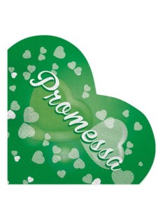 Tovaglioli A Forma Di Cuore Verde Promessa Matrimonio 33x33cm 20pz