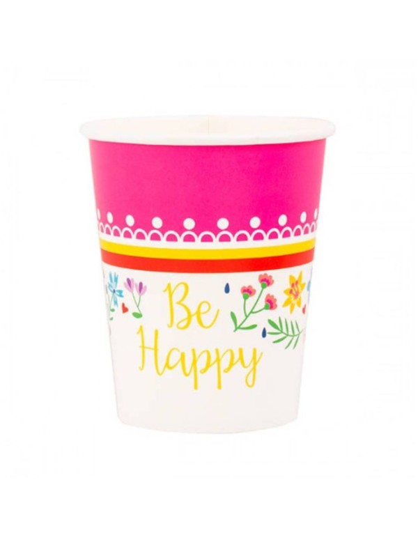 Bicchieri Di Carta Rosso Fiori Be Happy 250cc 8pz