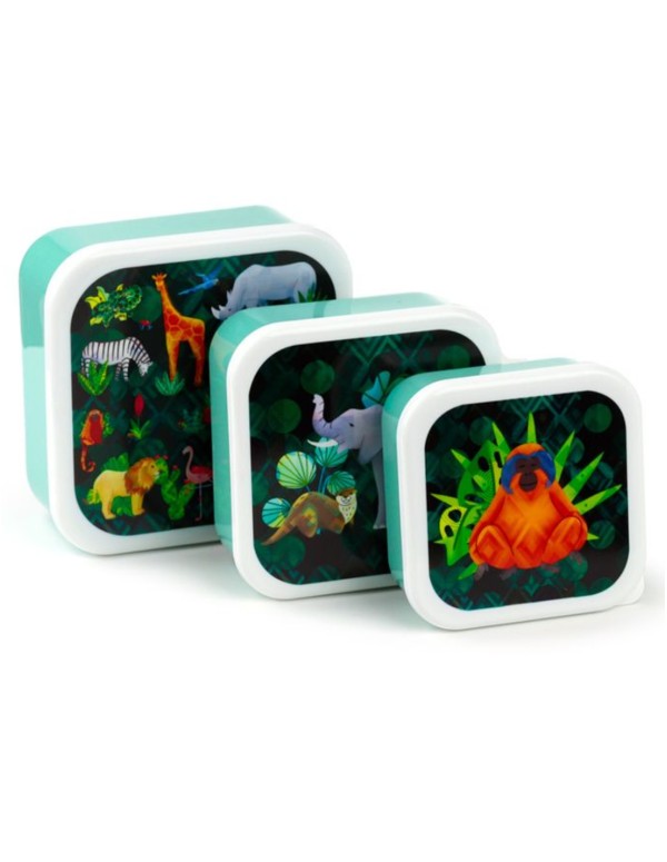Set 3 Porta Pranzo in Plastica Animali Giungla