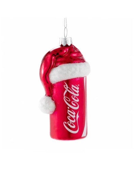 Addobbo Albero Di Natale Coca-Cola Lattina Con Cappello Di Babbo Natale 11cm