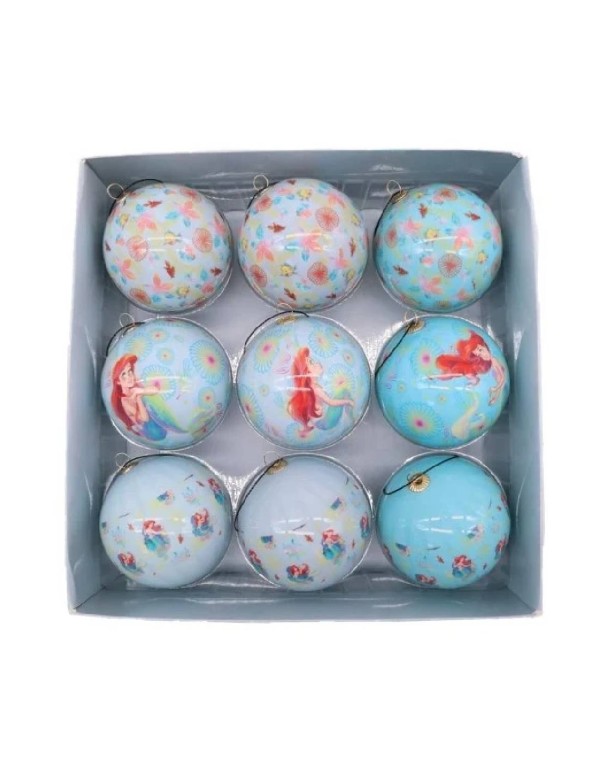 Box Palline Di Natale Disney La Sirenetta 9pz 7,5cm
