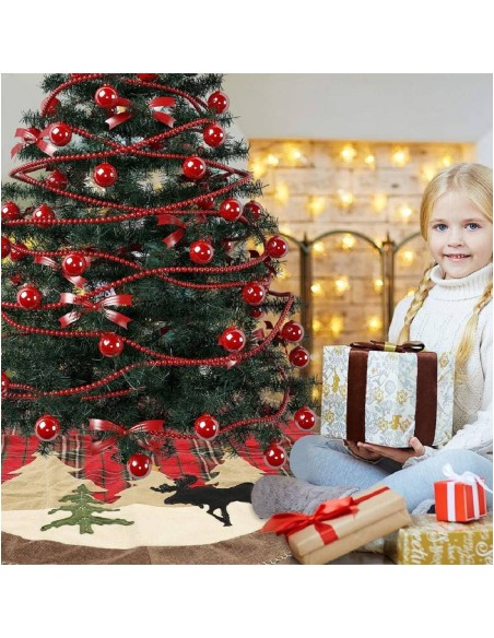 Copri Base Albero Di Natale Tartan Renna 105cm