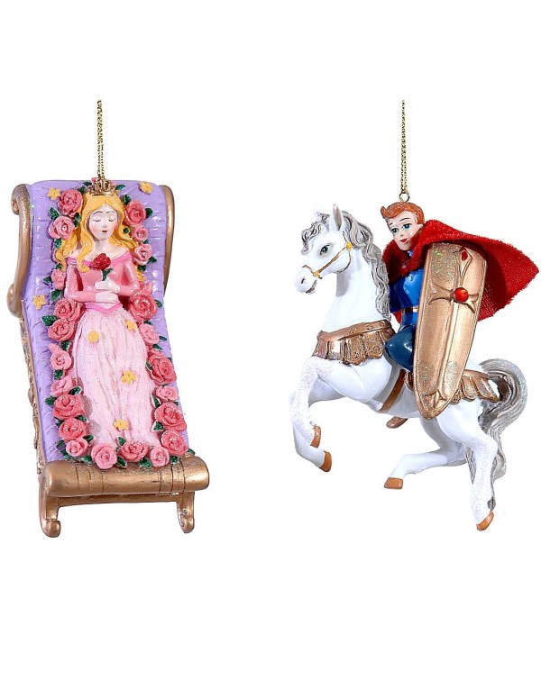 Addobbo Albero Di Natale La Bella Addormentata E Principe Filippo 10cm Prodotto Assortito