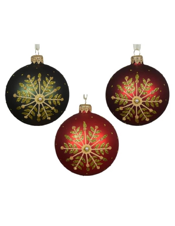 Pallina Albero Di Natale In Vetro Rossa E Verde 8cm Assortita