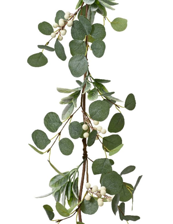 Decorazione Di Natale Ghirlanda Con Bacche Bianche L150cm