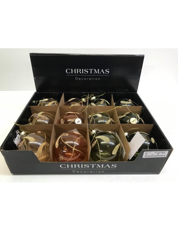 Pallina Albero Di Natale In Vetro Glitterata d8cm Colori Assortiti