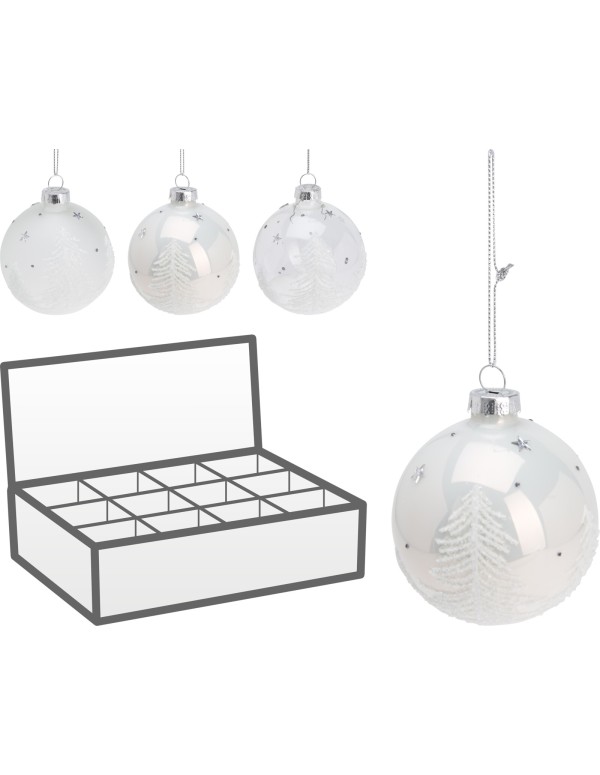 Pallina Albero Di Natale In Vetro Trasparente d8cm Prodotto Assortito
