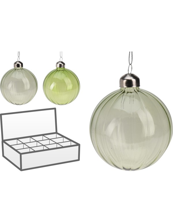 Pallina Albero Di Natale In Vetro Verde d10cm Prodotto Assortito