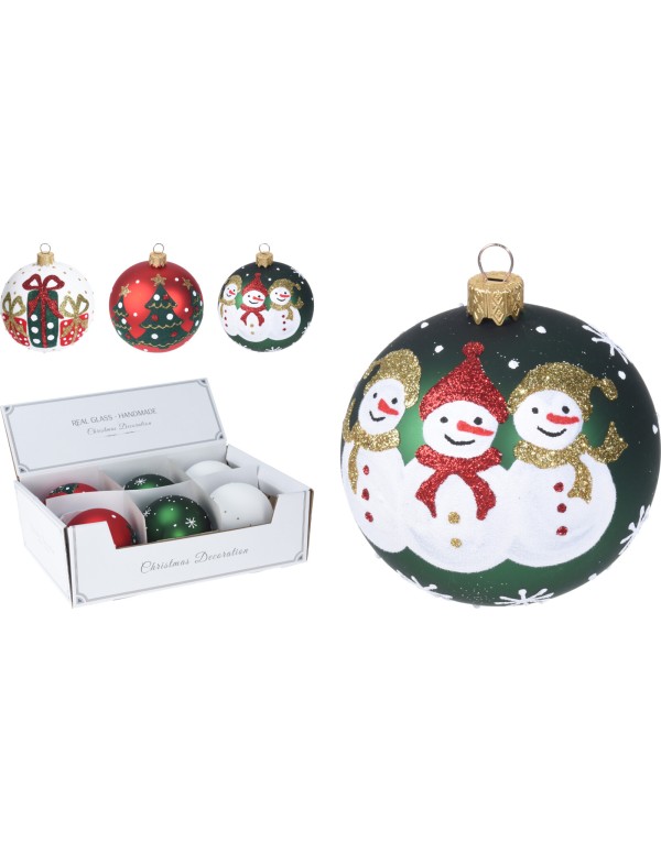 Pallina Albero Di Natale In Vetro 10cm Decorazioni Assortite