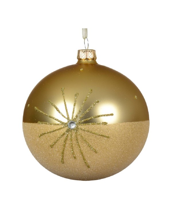 Pallina Albero Di Natale In Vetro Oro Glitter 10cm