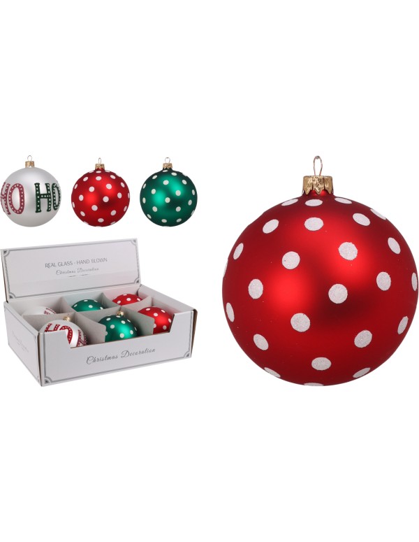 Pallina Albero Di Natale In Vetro Festiva 8cm Prodotto Assortito