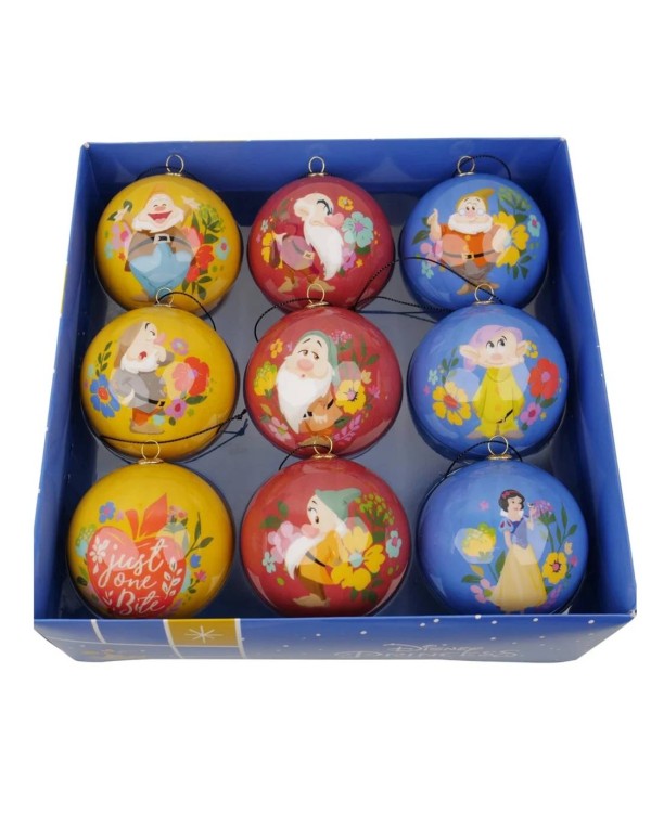 Box Palline Di Natale Disney Biancaneve 9pz 7,5cm