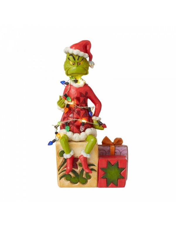 Addobbo Di Natale Statuetta Grinch Ladro Di Regali Con Luci 20cm