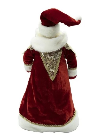 Addobbo Di Natale Babbo Natale Con Abito Elegante Rosso E Oro 54cm