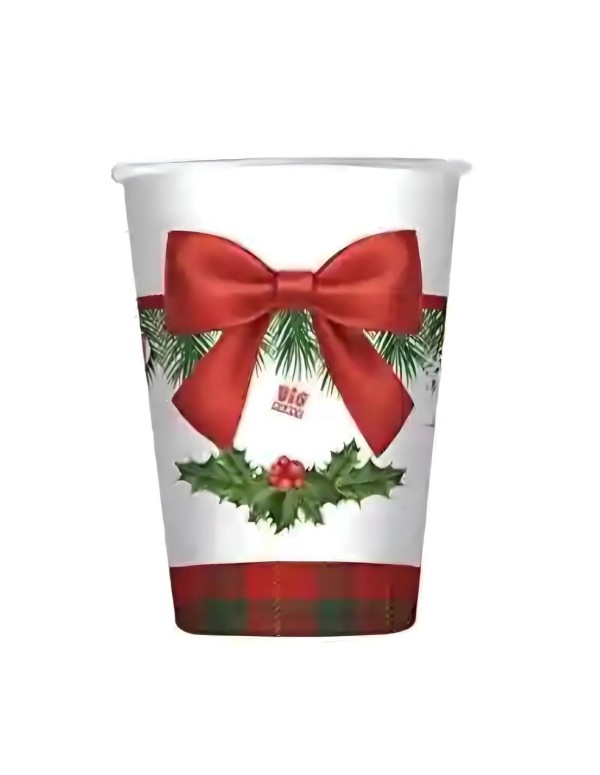 Paper Christmas Glasses With Christmas Draws 8PCs. 200CC