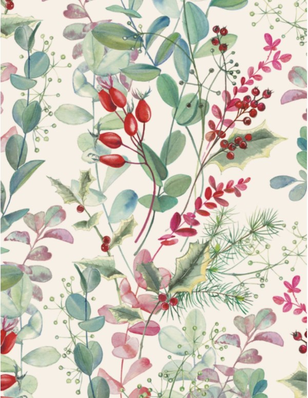 Foglio Di Carta Tassotti 70x100cm Composizione Floreale Di Natale 85gr