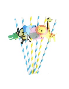 Cannucce Di Carta Animali 6pz