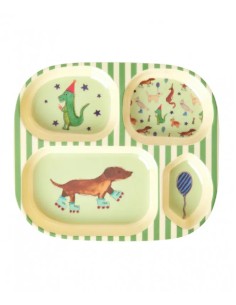 Rice Piatto Per Bambini Melamina Animali Verde 24cm