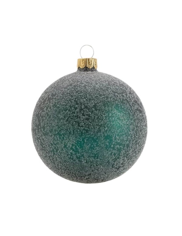 Pallina Albero Di Natale In Vetro Verde Con Glitter 10cm