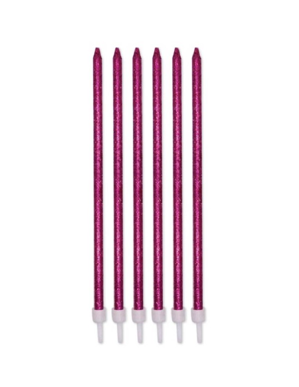 Candeline Di Compleanno In Cera Matita Glitter 15cm 12pz