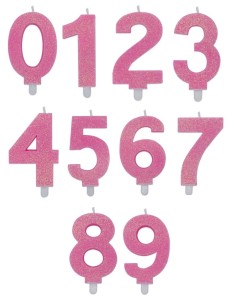 Pink Glittered Candles Number