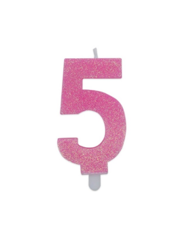 Pink Glittered Candles Number