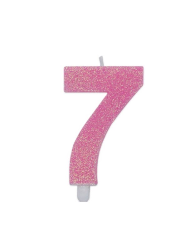 Candeline Di Compleanno In Cera Sweety Rosa Glitter 9cm