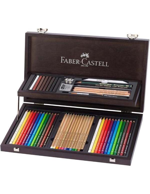 Set Matite Colorate Art E Graphic Faber Castell Valigetta In Legno Con 53 Pezzi