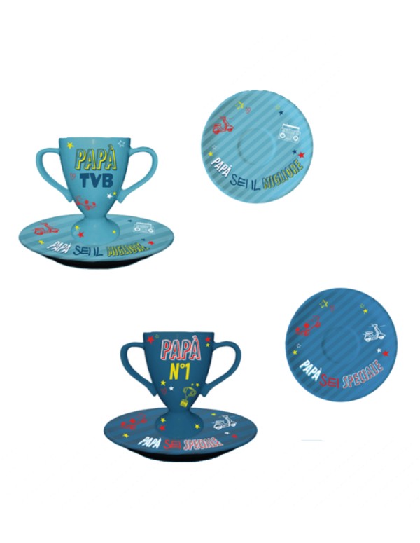 Father's Day Trophy Cup With Saucer Assorted Dedication