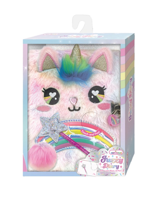 Secret Unicorn Fuzzy Diary With Padlock And Pen