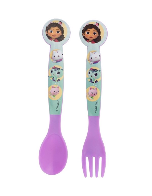 Set Posate Per Bambini Cucchiaio E Forchetta Gabby's Dollhouse
